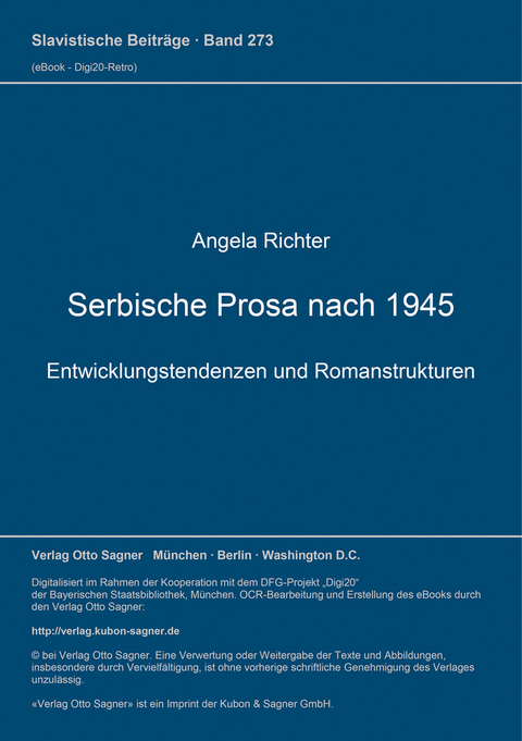 Serbische Prosa nach 1945 - Angela Richter