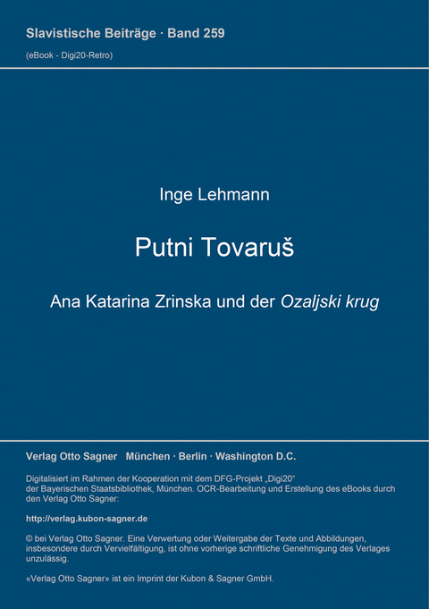 Putni tovaruš. Ana Katarina Zrinska und der Ozaljski krug - Inge Lehmann