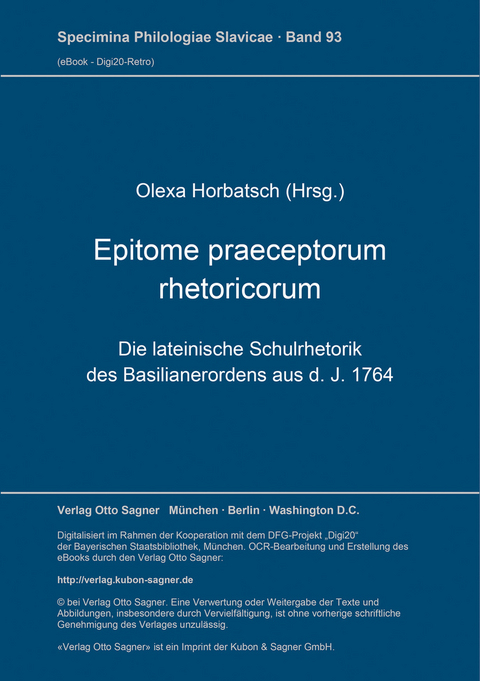 Epitome praeceptorum rhetoricorum - Olexa Horbatsch