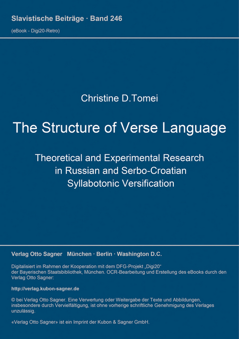 The Structure of Verse Language - Christine D. Tomei