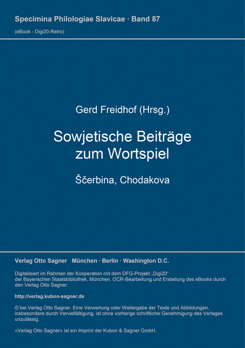 Sowjetische Beiträge zum Wortspiel (Ščerbina, Chodakova) - Gerd Freidhof