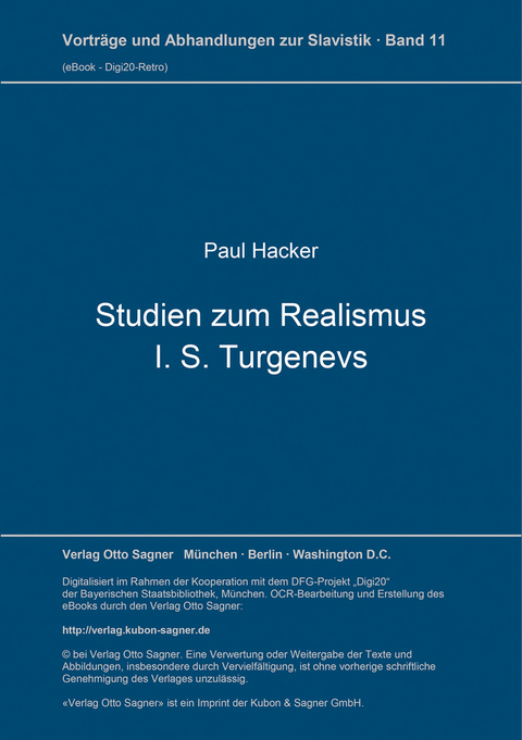 Studien zum Realismus I. S. Turgenevs - Paul Hacker