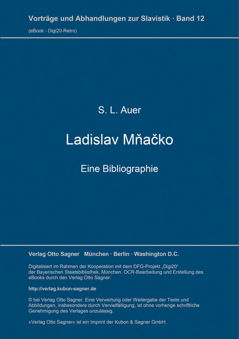 Ladislav Mňačko. Eine Bibliographie - S. L. Auer