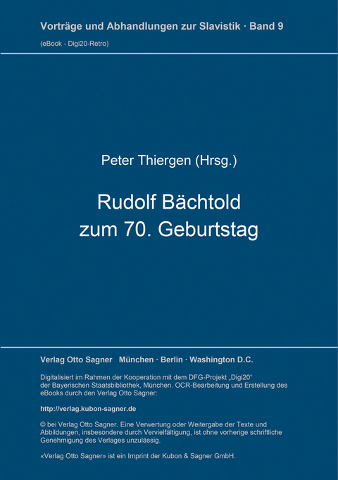 Rudolf Bächtold zum 70. Geburtstag - 