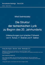 Die Struktur der tschechischen Lyrik zu Beginn des 20. Jahrhunderts - Miloš Sedmidubský