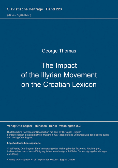 The Impact of the Illyrian Movement on the Croatian Lexicon - George Thomas