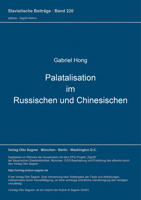 Palatalisation im Russischen und Chinesischen - Gabriel Hong