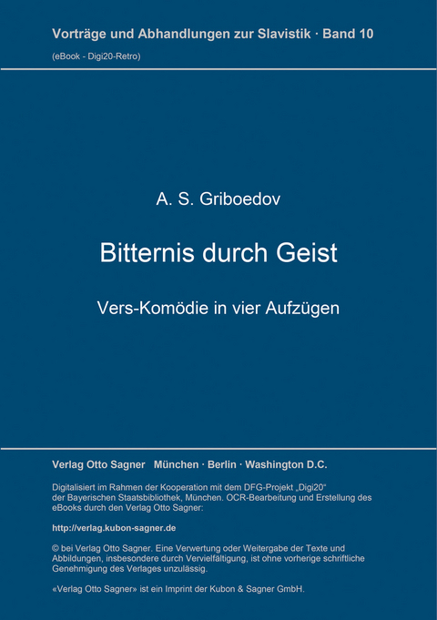 Bitternis durch Geist - A. S. Griboedov