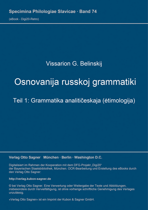 Osnovanija russkoj grammatiki - Vissarion G. Belinskij