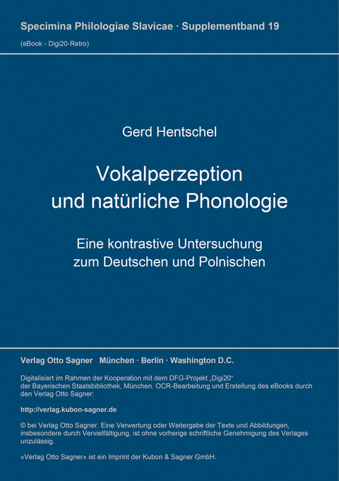 Vokalperzeption und natürliche Phonologie - Gerd Hentschel