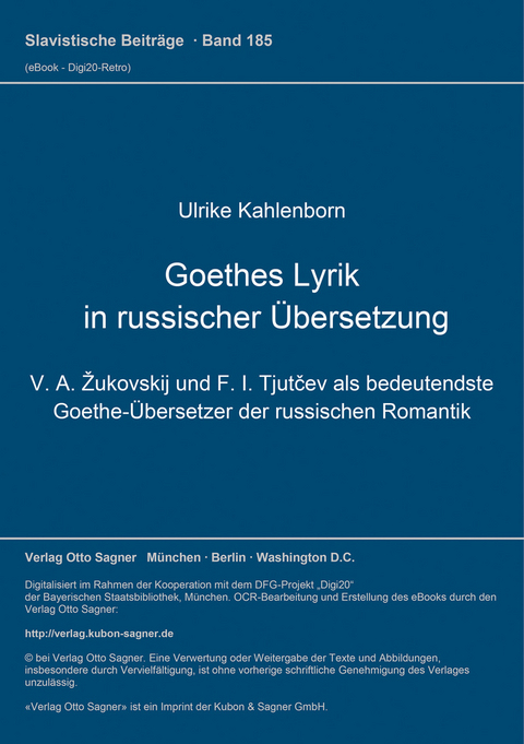 Goethes Lyrik in russischer Übersetzung - Ulrike Kahlenborn