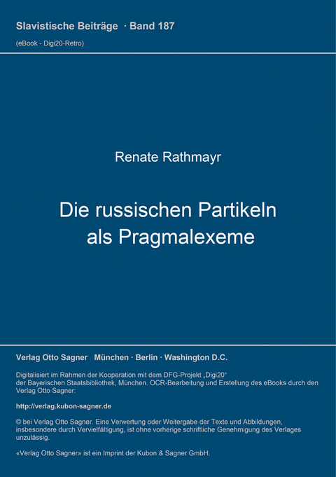 Die russischen Partikeln als Pragmalexeme - Renate Rathmayr