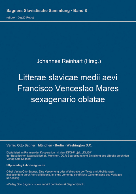 Litterae slavicae medii aevi Francisco Venceslao Mares sexagenario oblatae - 