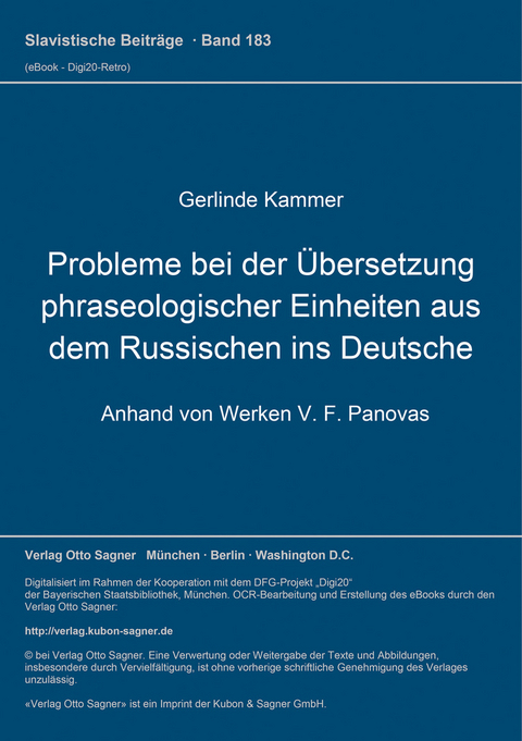 Probleme bei der Übersetzung phraseologischer Einheiten aus dem Russischen ins Deutsche - Gerlinde Kammer