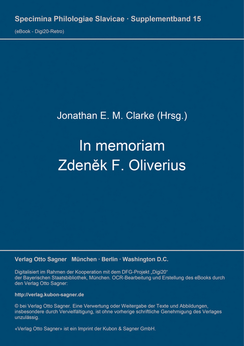 In memoriam Zdeněk F. Oliverius - 