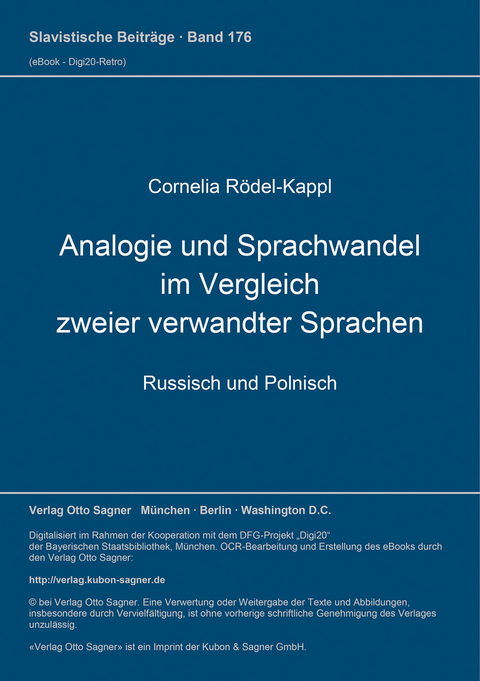 Analogie und Sprachwandel im Vergleich zweier verwandter Sprachen - Cornelia Rödel-Kappl