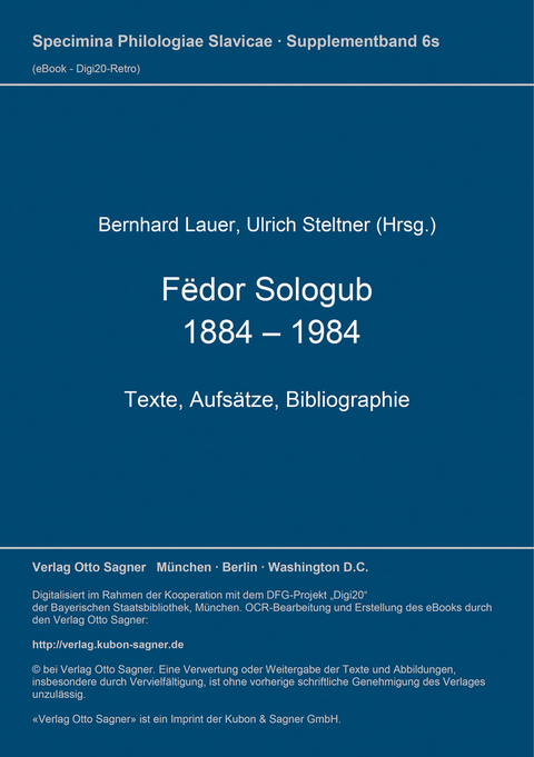 Fëdor Sologub. 1884 - 1984 - 