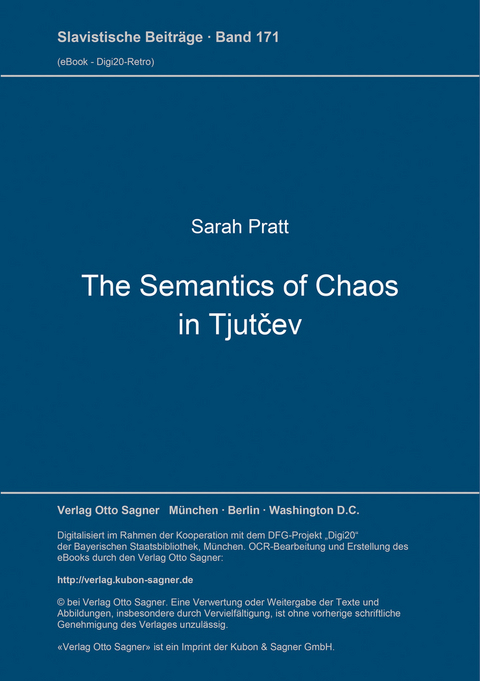 The Semantics of Chaos in Tjutčev - Sarah Pratt