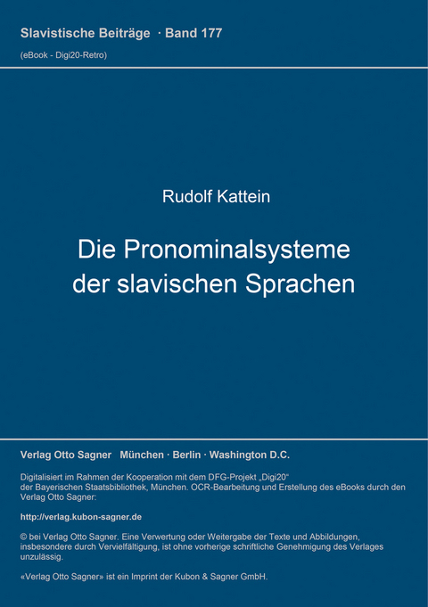 Die Pronominalsysteme der slavischen Sprachen - Rudolf Kattein