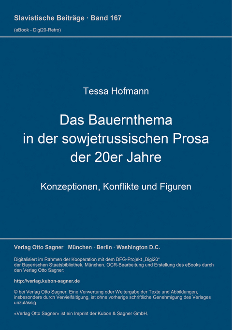 Das Bauernthema in der sowjetrussischen Prosa der 20er Jahre - Tessa Hofmann