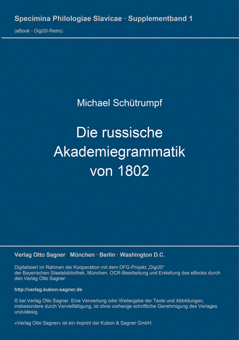 Die russische Akademiegrammatik von 1802 - Michael Schütrumpf