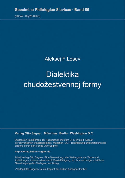 Dialektika chudožestvennoj formy. Studie von Alexander Haardt - Aleksej F. Losev