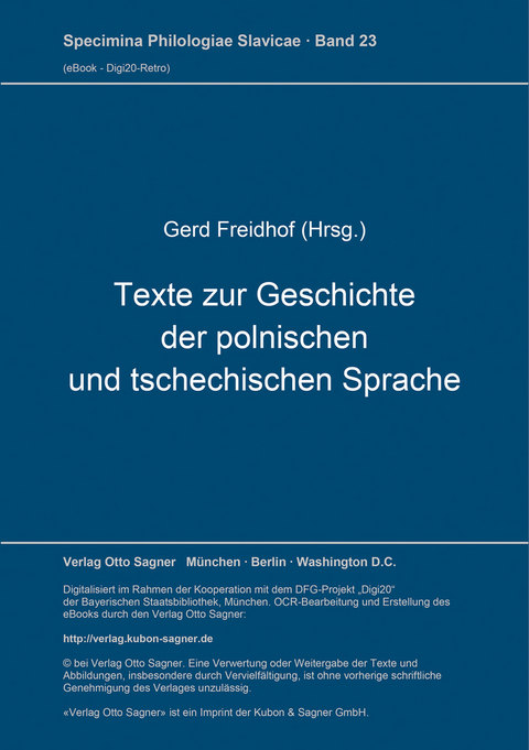 Texte zur Geschichte der polnischen und tschechischen Sprache - 