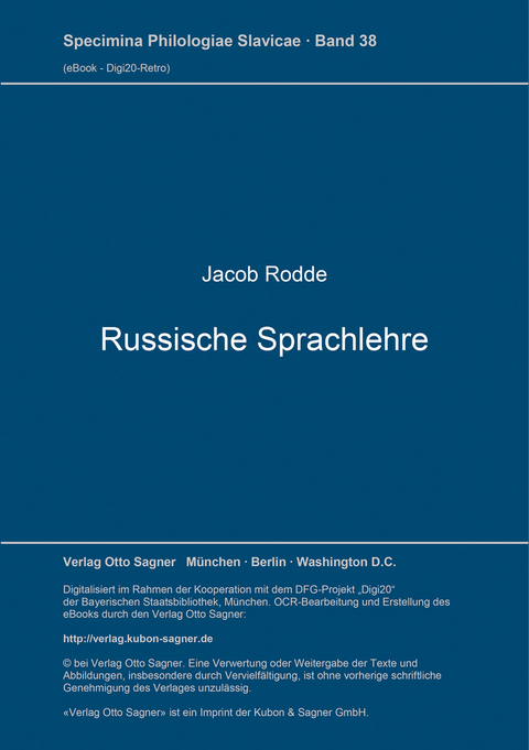 Russische Sprachlehre - Jacob Rodde