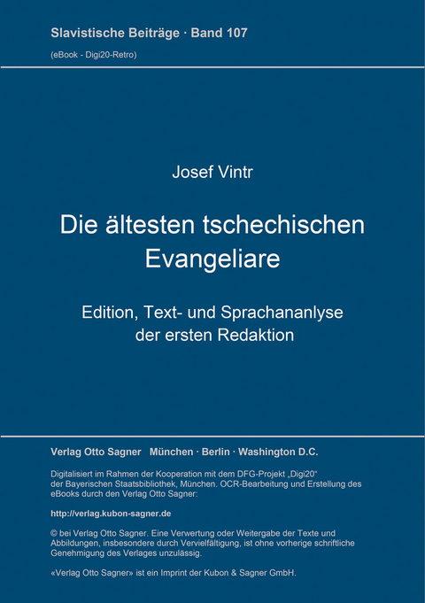 Die ältesten tschechischen Evangeliare - Josef Vintr