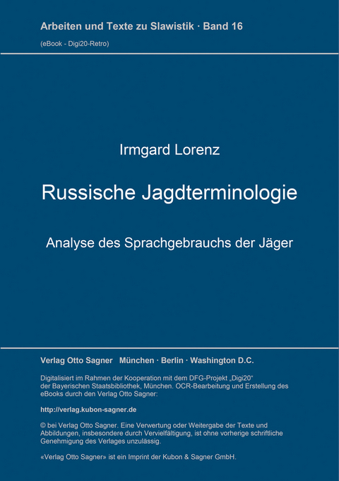 Russische Jagdterminologie - Irmgard Lorenz