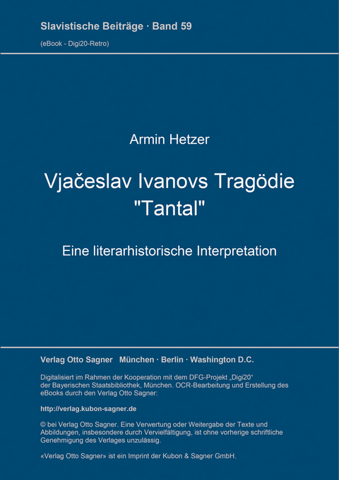 Vjačeslav Ivanovs Tragödie "Tantal" - Armin Hetzer