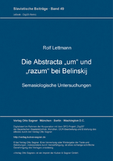 Die Abstracta "um" und "razum" bei Belinskij - Rolf Lettmann