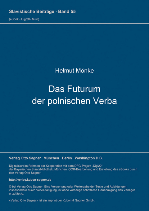 Das Futurum der polnischen Verba - Helmut Mönke