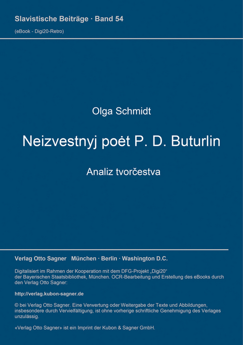 Neizvestnyj poet P. D. Buturlin - analiz tvorčestva - Olga Schmidt