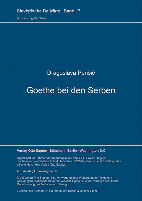 Goethe bei den Serben - Dragoslava Perišic