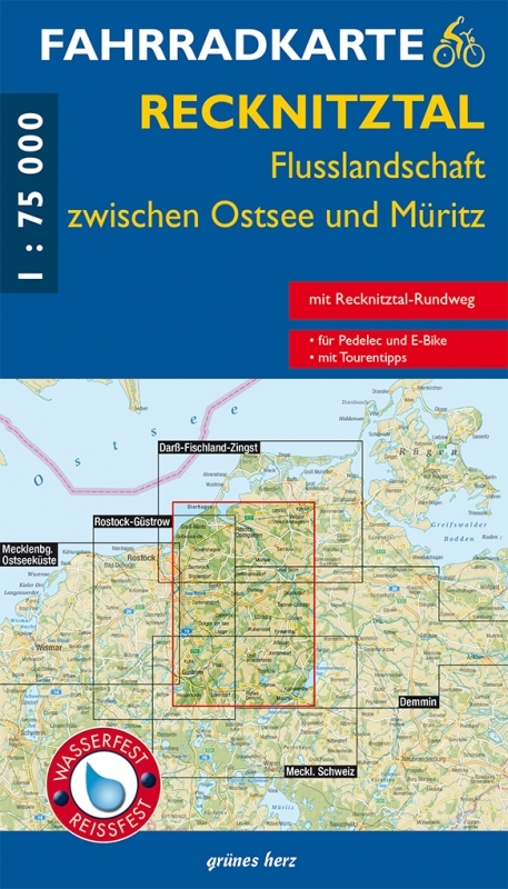 Fahrradkarte Recknitztal, Flusslandschaft zwischen Ostsee und Müritz