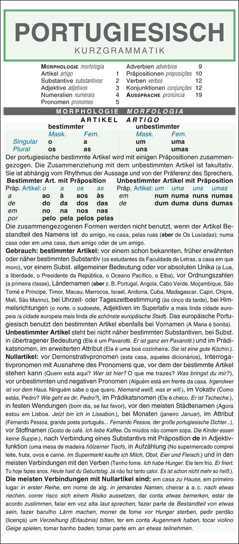 Leporello: Portugiesisch Kurzgrammatik – Die komplette Grammatik im Überblick - Jaroslava Jindrová