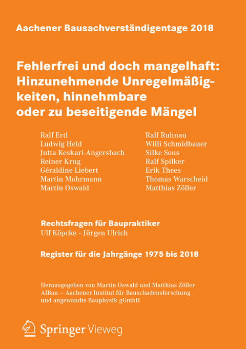 Aachener Bausachverständigentage 2018 - 