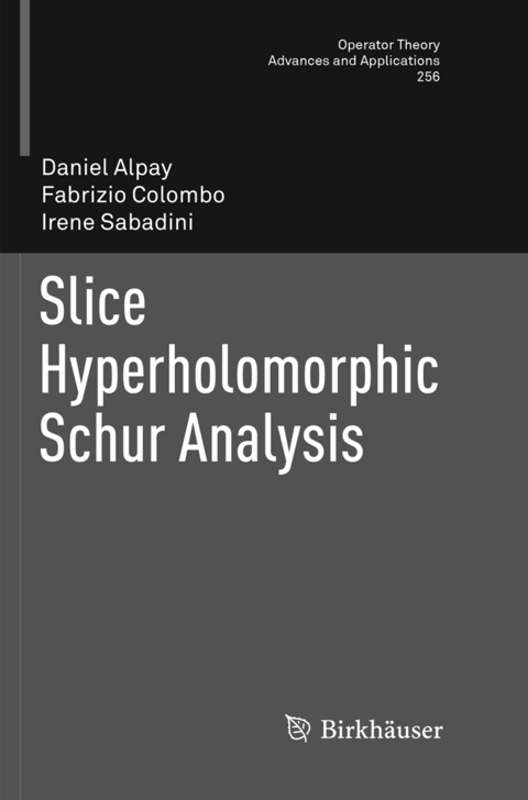 Slice Hyperholomorphic Schur Analysis - Daniel Alpay, Fabrizio Colombo, Irene Sabadini