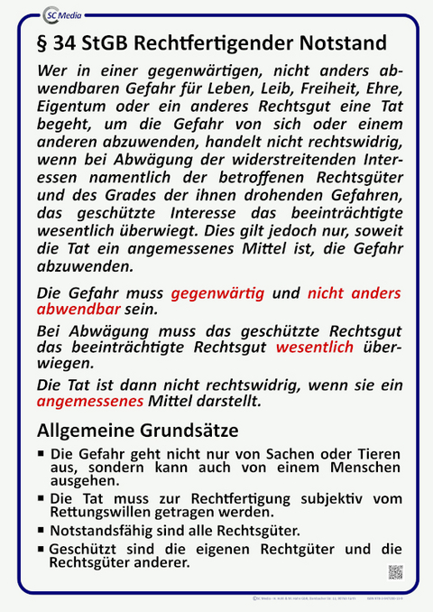 Lehrtafel § 34 StGB rechtfertigender Notstand - Helmut Hohl