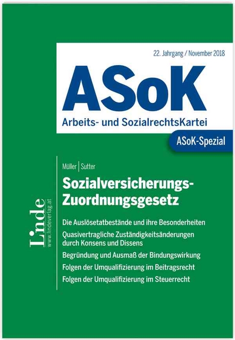 ASoK-Spezial Sozialversicherungs-Zuordnungsgesetz - Rudolf Müller, Franz Sutter