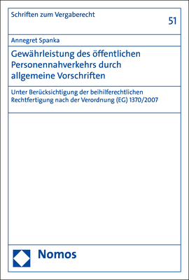 Gewährleistung des öffentlichen Personennahverkehrs durch allgemeine Vorschriften - Annegret Spanka