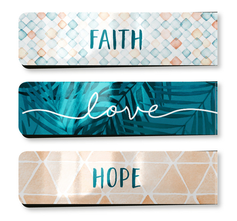 Faith - Love - Hope - Lesezeichenmagnete (3er-Set)