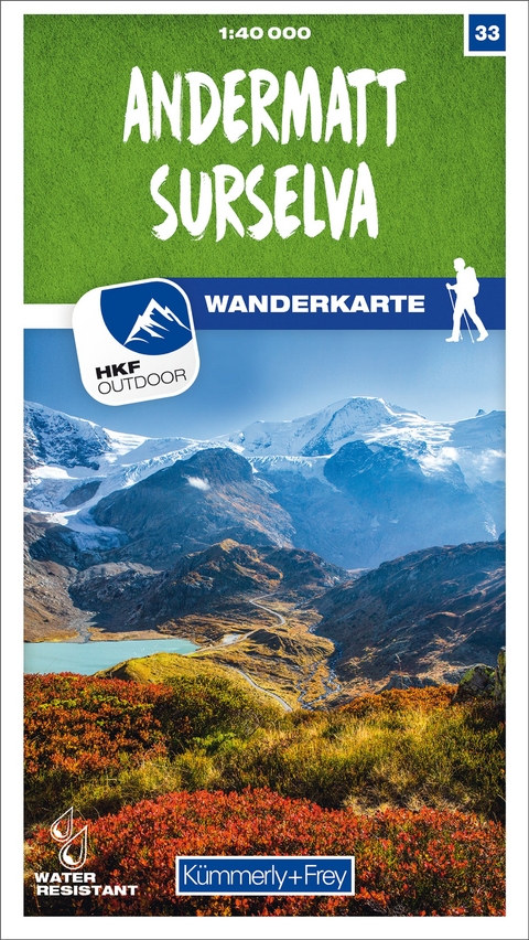 Kümmerly+Frey Wanderkarte 33 Andermatt, Surselva 1:40.000