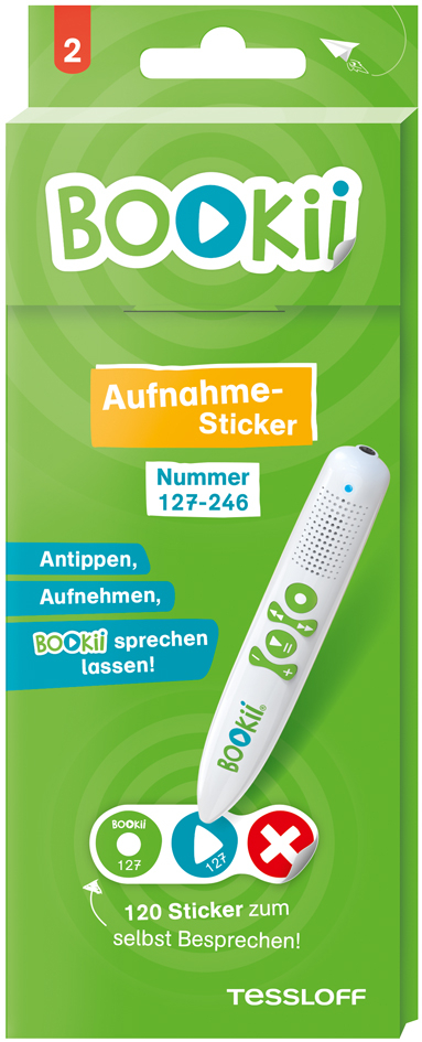 BOOKii® Aufnahme-Sticker neutral Paket 2, Nr. 127-246 (120 Stück)