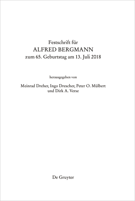 Festschrift für Alfred Bergmann zum 65. Geburtstag am 13. Juli 2018 - 