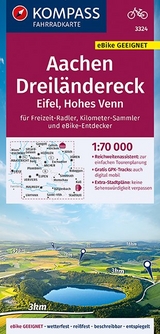 KOMPASS Fahrradkarte Aachen, Dreiländereck, Eifel, Hohes Venn 1:70.000, FK 3324 - 