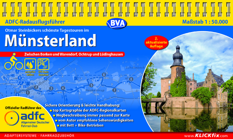 ADFC-Radausflugsführer Münsterland 1:50.000 praktische Spiralbindung, reiß- und wetterfest, GPS-Tracks Download - Otmar Steinbicker