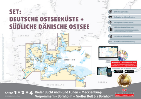 Sportbootkarten Satz 1, 2 und 4 Set: Deutsche Ostsee und Südliche Dänische Ostsee (Ausgabe 2019)