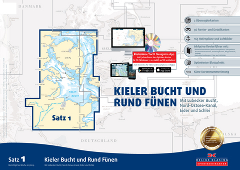 Sportbootkarten Satz 1: Kieler Bucht und Rund Fünen (Ausgabe 2019) - 